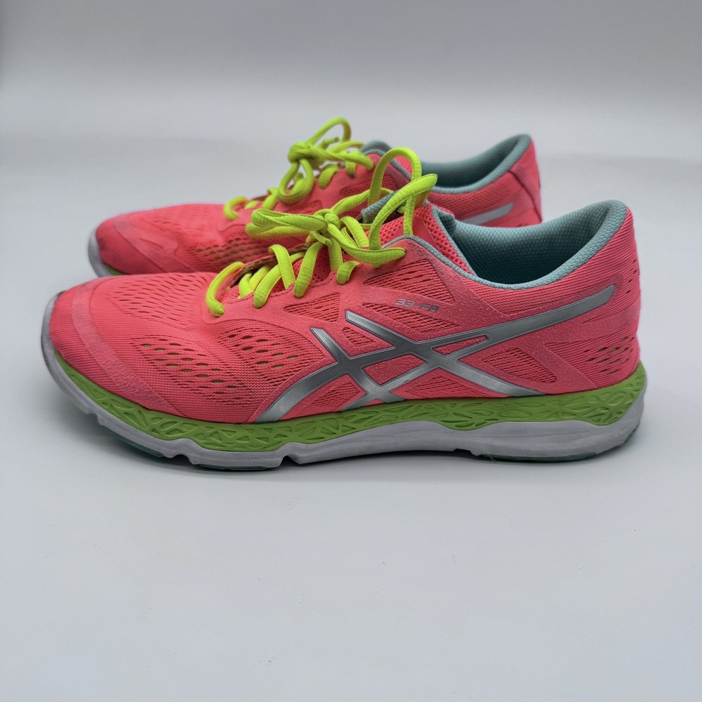 Asics Shoes Women 9.5 Low Top Lace Up Gym Orange Sneaker 33-FA Logo Run Cruise +